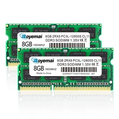 Abbildung von D DUOMEIQI PC3 12800S 16GB (8GB x 2) RAM DDR3L 1600MHz 1.35V 2Rx8 Dual Rank 204 Pin CL11 Unbuffered Non ECC SODIMM Laptop Notizbuch Arbeitsspeicher