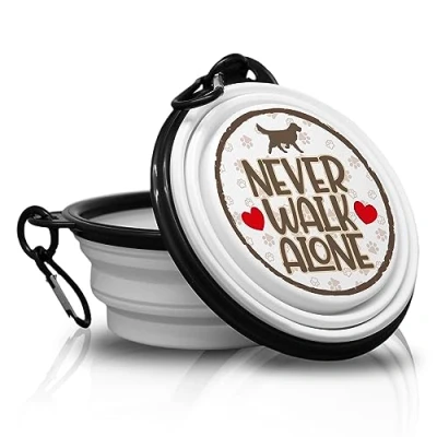 Abbildung von Never Walk Alone Schale, Schüssel, Fressnapf. Falt und Tragbarer Hundenapf mit Karabiner für Spaziergänge deinen Vierbeiner. Handlich, leicht vor allem Praktisch.