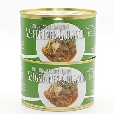 Abbildung von 2 X Konserve Diem Szegediener Gulasch vom Rind und Schwein Klassisch mit Kraut 240g Fleischeinwage lange haltbar