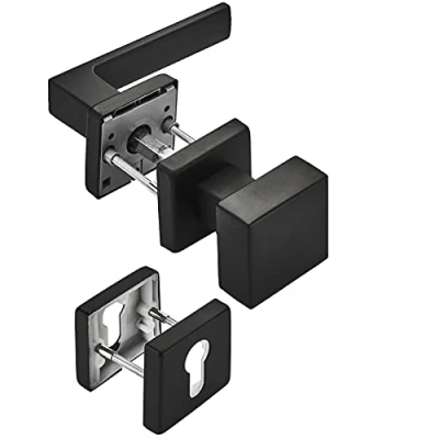 Abbildung von SO TECH® Drückergarnitur Türdrücker CUBE schwarz 120 x 22 mm Vierkant 8 mm, Wechselgarnitur Türknauf und