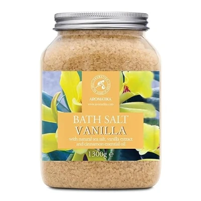 Abbildung von Meersalz Vanille 1300g Badesalz mit Natürlichem &amp; Zimtöl Natur Bade Salz am Besten für Guten Schlaf Beauty Baden Körperpflege Entspannung Badezusatz