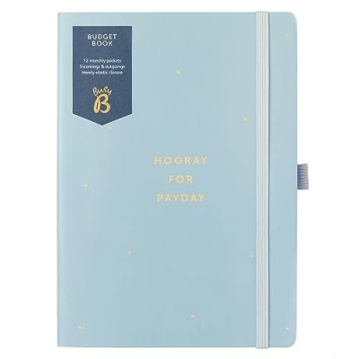 Abbildung von Busy B Budgetbuch Cloud Blau Monatsbudgetplaner mit praktischen Aufbewahrungstaschen für Quittungen und Stiftschlaufe