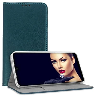 Abbildung von mtb more energy® Klapphülle Smart Magnetic kompatibel mit Realme C11 2021 (RMX3231, 6.52&#039;&#039;) dunkelgrün Kunstleder Klapp Cover Hülle Wallet Case