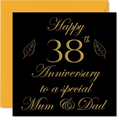 Abbildung von Stuff4 Glückwunschkarte zum 38. Jahrestag für Vater, Mutter, Eltern, besondere Mama und Papa, Hochzeitstag, von Sohn, Tochter, Familie, 145 mm x Grußkarten Jahrestage