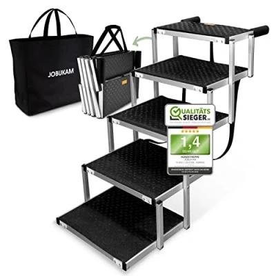 Abbildung von Hundetreppe Auto 65cm 5 stufige Große Hunde bis 70kg Extra Stabile Hunderampe Klappbar Perfekte Einstiegshilfe Hund Rampe Hund, Hunderampen, Hundetreppen, Hundeleiter