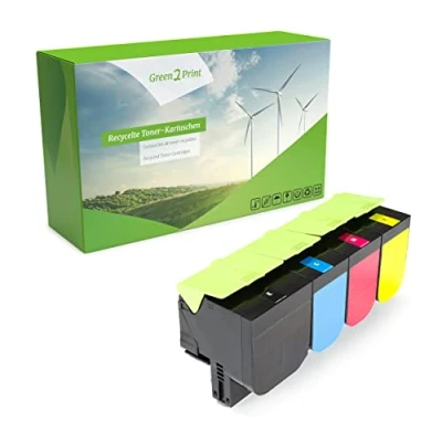 Abbildung von Green2Print Toner Set, 4 Kartuschen 1x 8000, 3X 4000 Seiten passend für Lexmark CX510DE, CX510DHE, CX510DTHE