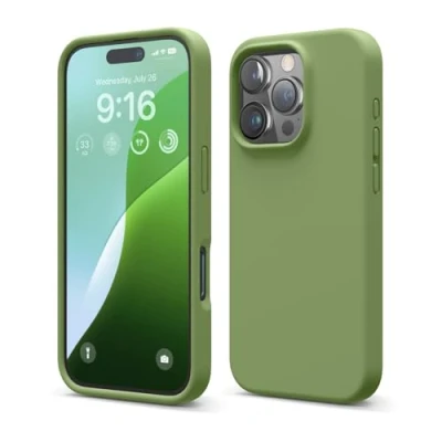 Abbildung von elago Premium Liquid Silikon Hülle Kompatibel mit iPhone 16 Pro Hülle, Ganzkörper Handyhülle, Stoßfest, Schlanke Kratzfester weicher Mikrofaser Innenfutter, 6.3 Zoll (Zenderngrün)
