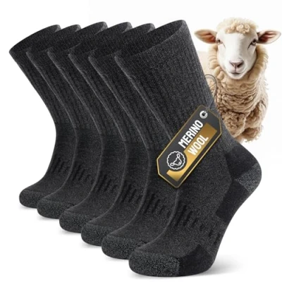 Abbildung von TIBISI Merino Socken Thermosocken Herren Damen Wandersocken Merinowolle Sportsocken Trekkingsocken Outdoor Arbeitssocken Wintersocken skisocken verdickte 3 Paar