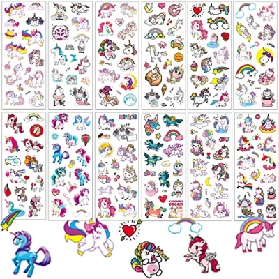 Abbildung von 3D Aufkleber Kinder 12 Blätter, Geschwolle Einhorn Sticker für &amp; Kleinkinder,Niedliche Cartoon Belohnung Mädchen Party Kindergeburtstag Gastgeschenke Mitgebsel