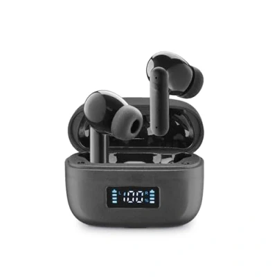 Abbildung von cellularline Tone TWS Bluetooth In Ear Kopfhörer mit ENC (Environmental Noise Cancelling), 4 Mikrofone, LED Display, Total Play Time 20 Stunden, schwarz
