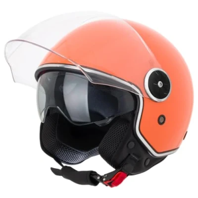 Abbildung von VINZ Tobia Jethelm mit Doppelvisier Roller Helm Fashionhelm In Gr. XS XXL Jet Sonnenblende ECE 22.06 Zertifiziert Motorradhelm Visier Orange