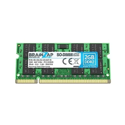 Abbildung von BRAINZAP 2GB DDR2 RAM SO DIMM PC2 5300S 2Rx8 667 MHz 1.8V CL5 Notebook Laptop Arbeitsspeicher