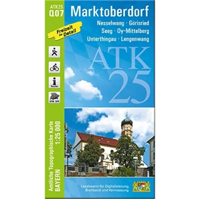 Abbildung von ATK25 Q07 Marktoberdorf (Amtliche Topographische Karte 1:25000): Nesselwang, Görisried, Seeg, Oy Mittelberg, Unterthingau, Lengenwang (ATK25 Amtliche 1:25000 Bayern)