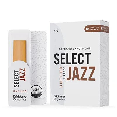 Abbildung von D&#039;Addario Organisch Select Jazz Unfiled Soprano Saxophon Stimmzungen Saxophonrohre 4 Weich, 10 Packung