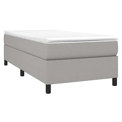 Abbildung von vidaXL Bettgestell, Polsterbett Bett für Schlafzimmer, Bettrahmen mit Lattenrost, Schlafzimmerbett Einzelbett, Hellgrau 100x200cm Stoff
