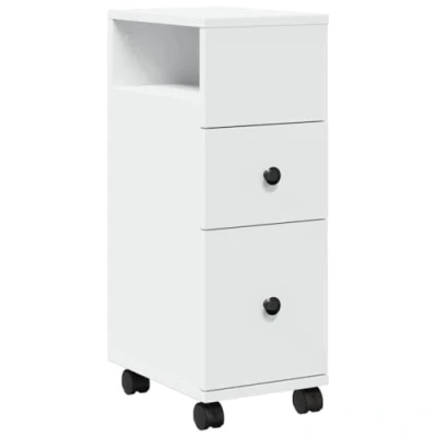 Abbildung von vidaXL Fächerschrank Badschrank Schmal mit Rollen Weiß Holzwerkstoff (1 St)