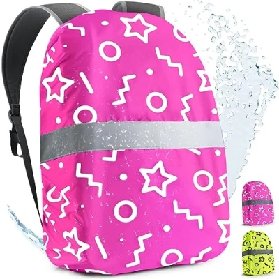 Abbildung von FlexiSchutz® Regenschutz für Rucksack/Schulranzen Kinder 100% Wasserfester Ranzen Überzug effektiven Schutz vor Nässe, Regenschutzhülle, Reflektierende Regenhülle