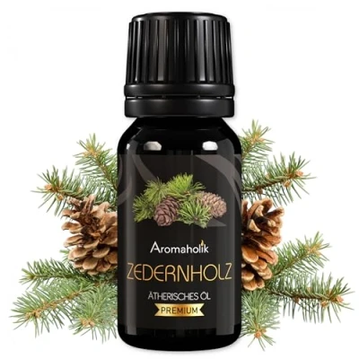 Abbildung von Aromaholik Zedernholzöl BIO 100% naturrein Ätherische Öle für Diffuser &amp; Aroma Zertifiziertes ätherisches Öl aus Indien Cedarwood Essential Oils 10ml Sauna Massage