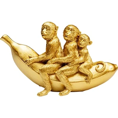 Abbildung von Kare Design Deko Figur Banana Ride Gold, Accessoire, Dekoobjekt, Affen Motiv, für Regale, Wohnzimmer, Schlafzimmer, 12x20x7cm