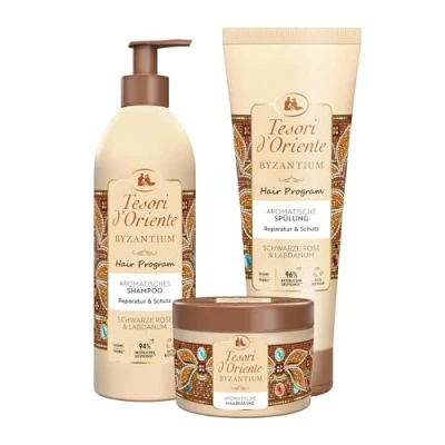 Abbildung von TESORI D&#039;ORIENTE Haarpflege Set Haarpflegeset Byzantium Shampoo Spülung Haarmaske, Set, 3 tlg., Shampoo, Spülung, Haarmaske