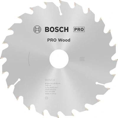 Abbildung von Bosch 1x PRO Wood Kreissägeblatt für Akku Handkreissägen (für Weichholz, Hartholz, Ø mm, Professional Zubehör Handkreissäge)