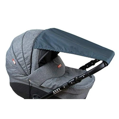 Abbildung von BABYLUX Sonnenschutz UV Rollo Schütz SONNENSEGEL Sonnendach für Kinderwagen Buggy (Graphit)