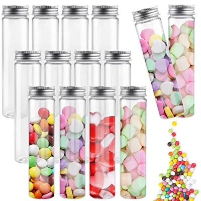 Abbildung von Reforung Reagenzglas Schraubverschluss 12 Stück Reagenzröhrchen Plastik Laborröhrchen Kunststoff 80ml Reagenzgläser Flachboden Transparent Reagenzgläschen mit Deckel für Beads Süßigkeiten Labor blume