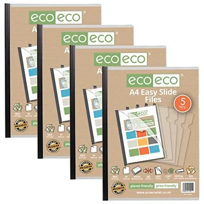 Abbildung von eco eco051x4 Dokumententasche A4, 50% recycelt, 20 leicht gleitende Dokumente, Clipleiste, Schwarz