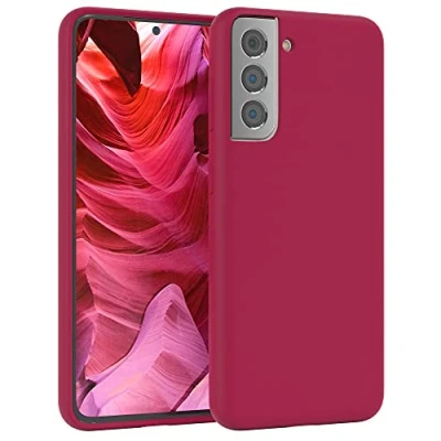 Abbildung von EAZY CASE Premium Silikon Handyhülle kompatibel mit Samsung Galaxy S21 5G, Slimcover Kameraschutz und Innenfutter, Silikonhülle, Schutzhülle, Bumper, Handy Case, Hülle, Softcase, Beere