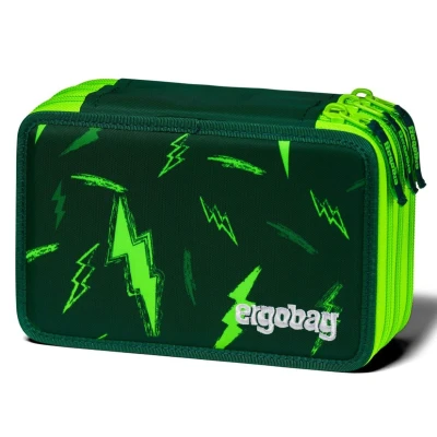 Abbildung von ergobag Maxi Mäppchen Bärtastisch 3 Etagen Stifteetui grün Blitze