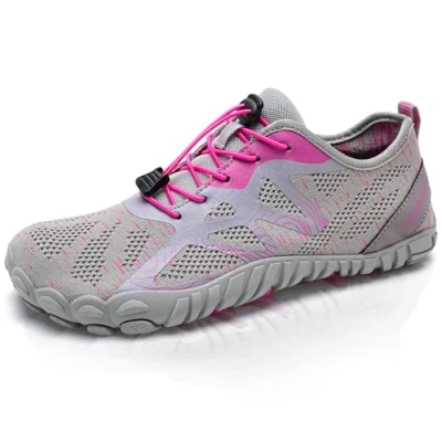 Abbildung von IceUnicorn Herren Damen Barfußschuhe Traillaufschuhe Fitnessschuhe Knit Minimalistische Breiter Zehenbox(A Rosagrau,38EU)