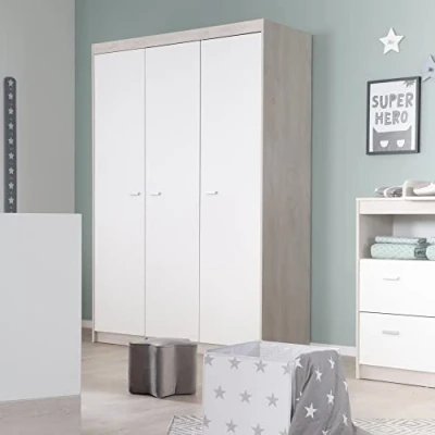 Abbildung von roba Kleiderschrank, Weiss/Weiss gekalkte Eiche, 131 x 52 190 cm