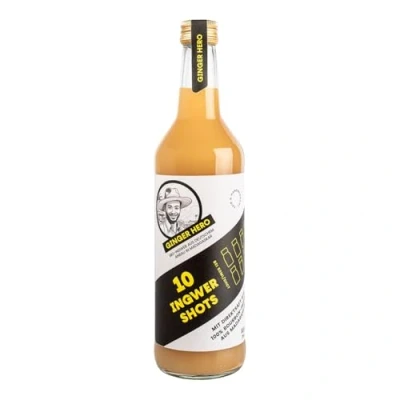 Abbildung von Ginger Hero BIO Ingwer Shot aus 100% reinem Direktsaft Bourbon Madagaskar, ohne Zucker und künstliche Zusatzstoffe, 500 ml