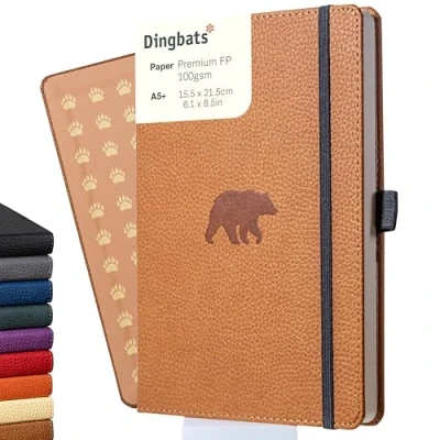 Abbildung von Dingbats* Tierwelt Notizbuch A5 Kariert Hardcover aus veganem Leder für Arbeit, Reisen, Uni mit elastischem Verschlussband