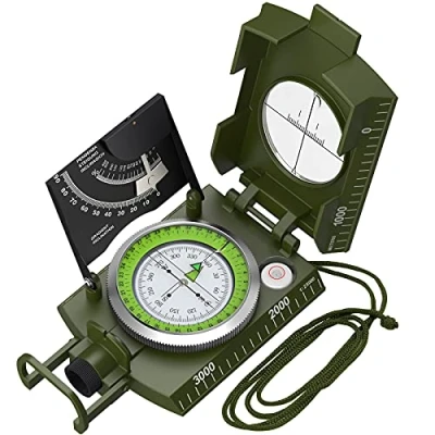 Abbildung von Proster Militär Marschkompass Professioneller Taschenkompass Peilkompass Kompass Compass mit Klinometer Tragschlaufe Tasche für Jagd Wandern und Aktivitäten im Freien Schwarz (Tarnung)