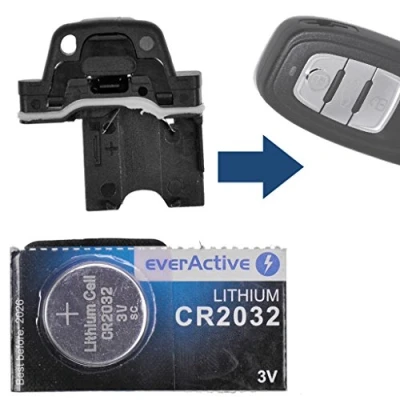 Abbildung von mt key Auto Schlüssel Batteriehalter Clip Reparatur Set + 1x passende CR2032 Knopfzelle, (3 V), für Audi Q3 Q5 A4 S4 A5 S5 R8 TT Funk Fernbedienung
