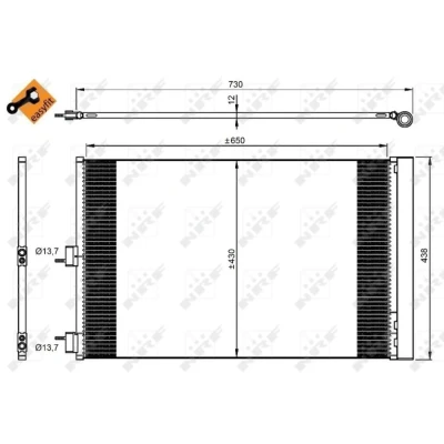 Abbildung von NRF EASY FIT 350206 Klimakondensator mit Trockner, Dichtring 13,7 Aluminium 650 MERCEDES BENZ: A Klasse, CLA Coupe, T modell