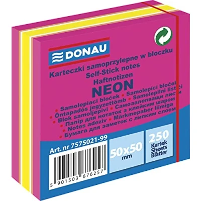 Abbildung von DONAU 7575021 99 Mini Haftnotizen, 50 x mm, 1x250 Blätter, Neon/Pastell, verschiedene Rosatöne