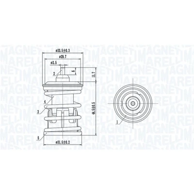 Abbildung von MAGNETI MARELLI 352317005090 Kühlwasserthermostat 105 VOLKSWAGEN: Golf 7 Schrägheck, Polo V Tiguan I, SEAT: Ibiza 4 Schrägheck