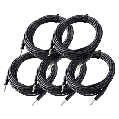 Abbildung von 5er Set Pronomic Stage INST 10 Instrumentenkabel 10m (6,3 mm Klinke, Verbindungskabel, Gitarre, vergoldete Steckerspitzen, Spannzangen Zugentlastung) schwarz