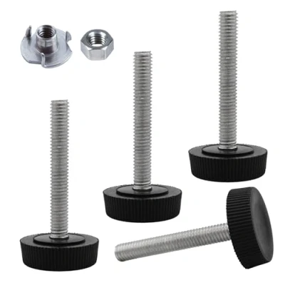 Abbildung von SKIR&#039;CO Möbel Nivellierfüße M6 x 40 mm, verstellbare runde Beine, 25 mm Durchmesser, Gewinde Nivellierfuß (Muttern im Lieferumfang enthalten), 4 Stück
