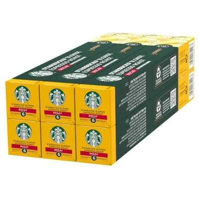Abbildung von STARBUCKS Blonde Espresso Roast Entkoffeiniert by Nespresso, Helle Röstung, Kaffeekapseln 6 x 10 (60 Kapseln)