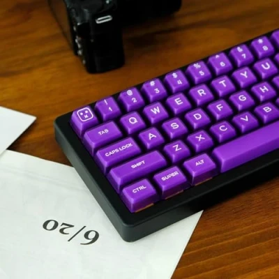 Abbildung von DucKey Durchscheinende Jade Tastenkappen, 142 Tasten/ABS/SA Profil/Doubleshot Keycap für MX Switch Mechanische Tastatur (Color : Purple)