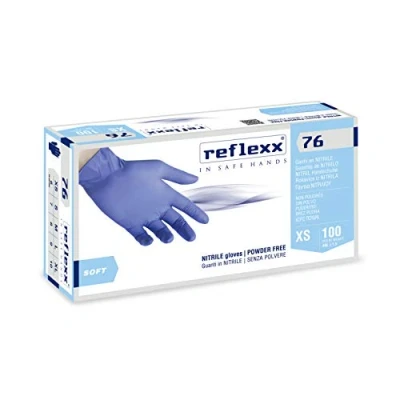 Abbildung von Reflexx pulverfreie Nitrilhandschuhe, Gr. 3,5, L, hellblau, 100
