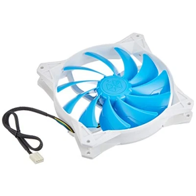 Abbildung von SilverStone SST FQ141 FQ Serie geräuscharmer 140 mm Hochleistungs PWM Lüfter mit Anti Vibrations Zubehör, weiss blau