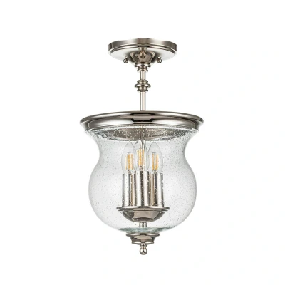 Abbildung von Feiss FE PICKERING LANE SF PN Deckenleuchte E14 3x40W Stahl Nickel poliert, Blasenglas klar H:42.7cm B:25.4cm dimmbar, mit Diffusor