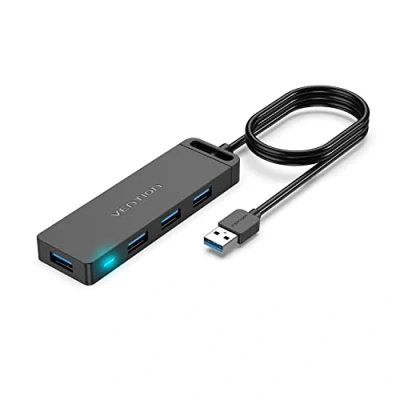 Abbildung von VENTION USB 3.0 Hub, 4 Anschlüsse Hub ultradünn Daten erweitertes Kabel [Laden unterstützt], kompatibel mit MacBook, Laptop, Surface Pro, PS4, PC, Flash Laufwerk, mobile HDD (1 m)