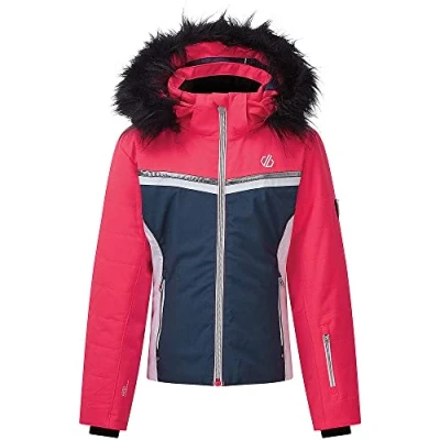 Abbildung von Dare 2b Kinder Estimate Waterproof Breathable Taped Seams Insulated Reflective Detail Jacket Jacken, Dunkles Denim/Neonpink, 27 EU 28