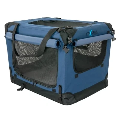 Abbildung von Foxdevil by xonic® Faltbare Hundebox/Katzenbox für kleine, mittelgroße und große Tiere Hundetransportbox Auto Zuhause Transportbox Hund Hundebox (Blau, XXL)