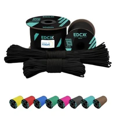 Abbildung von EdcX 2 mm Nylon Paracord 275 (15, 30, 50 and 100 m) 100% Rope, 3 Strand Cord, Cord in Many Colours (Black, 30